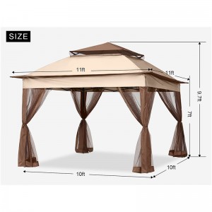 Vườn cung cấp Pergola Aluminumngoài trời Gazebo Hoạt độngngoài trời sử dụng với Muỗi Net, màunâunhạt