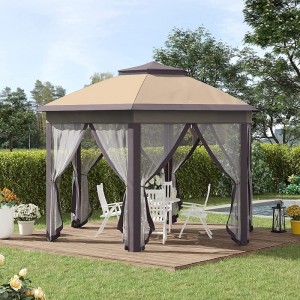 13 \\\\ \'x 13 \\\\\' Pop Up Gazebo hình lục giác với 6 lưới lưới có khóa kéo, lều sự kiện 2 tầng với khung thép mạnh mẽ