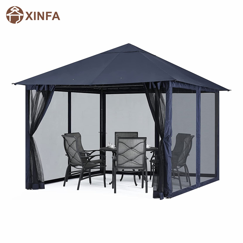 10x 10ft hiên hiênngoài trời GaZebo với lưới chống muỗi cho bãi cỏ, vườn, sân sau, màu xanh