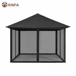 10x 10ft hiênngoài trời bằng gazeo với lưới chống muỗi cho bãi cỏ, vườn, sân sau, màu đen