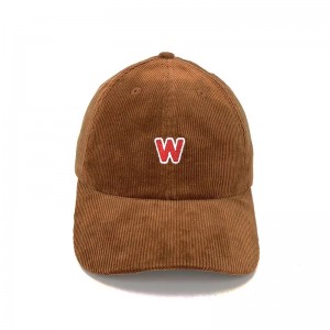 Tùy chỉnh thêu Mũ thêu Corduroy với dây đeo bằng da, mũ Snapback của Corduroy