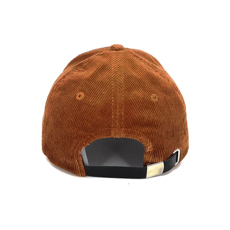 Tùy chỉnh thêu Mũ thêu Corduroy với dây đeo bằng da, mũ Snapback của Corduroy