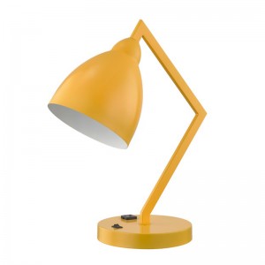 Đèn bàn với cánh tay và đầu kim loại cố định với ổ cắm điện tích hợp và trên/off Rocker Switch ở Base cho phòng khách