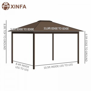 10 \\\\ \'x 12 \\\\\' Mái thép mạ kẽm Hardtop Cover Gazebo với lưới và rèm cửa