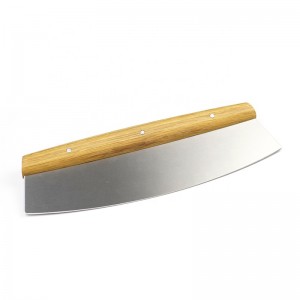 Nhà máy Trung Quốc 304 Thép không gỉ Pizza Pizza Pizza Slicer Rocker Rocker với tay cầm bằng gỗ