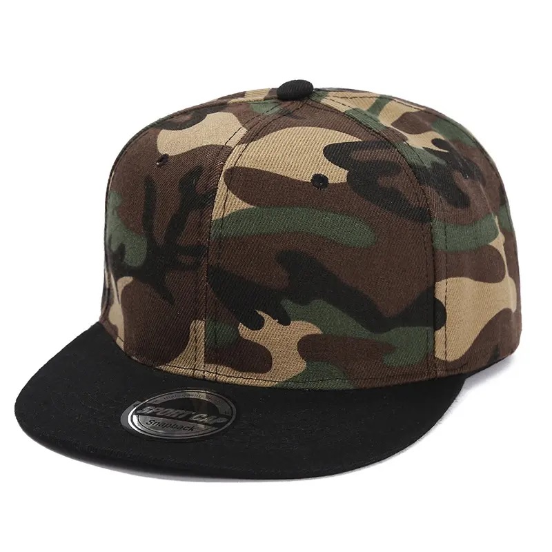 Logo tùy chỉnh Mũ màu mũ camo tấm đèn phẳng dọc theo mũ bóng chàynam vànữ mùa hè hip hop skateboard snapback mũ