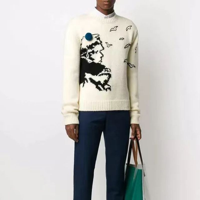 Sản xuất mùa đông tùy chỉnh áo len Jacquard Knit Jacquard cho conngười