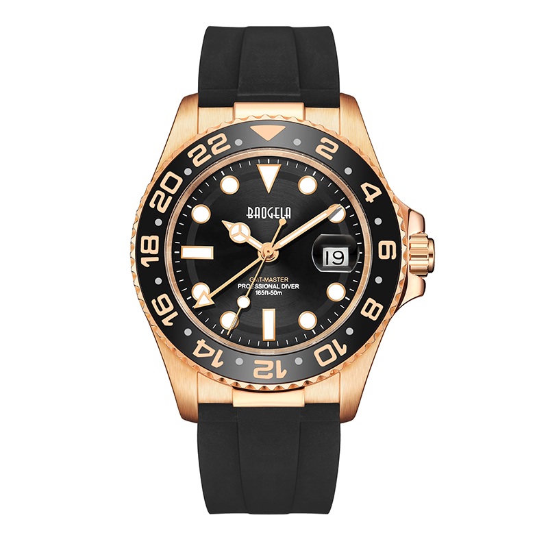 Baogela hàng đầu Thương hiệu 50M Waterproof Rose Gold Watch Men Quartz Xem các cặp đôi thời trang lặn thể thao Watch Thụy Sĩ Phong trào Đồng hồ đeo tay 22805