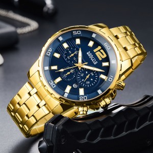 Baogela Quartz Men Gold Watch Gold Top Thương hiệu quân đội xa xỉ Đồng hồ Đồng hồ Đàn ông Relogio Nam tính Business Wristwatch 22700