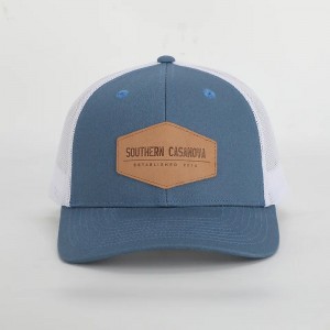 Tùy chỉnh chất lượng cao 6 Bảng điều khiển Richardson 112 Cap Style Cotton có cấu trúc lưới Trucker với miếng vá da