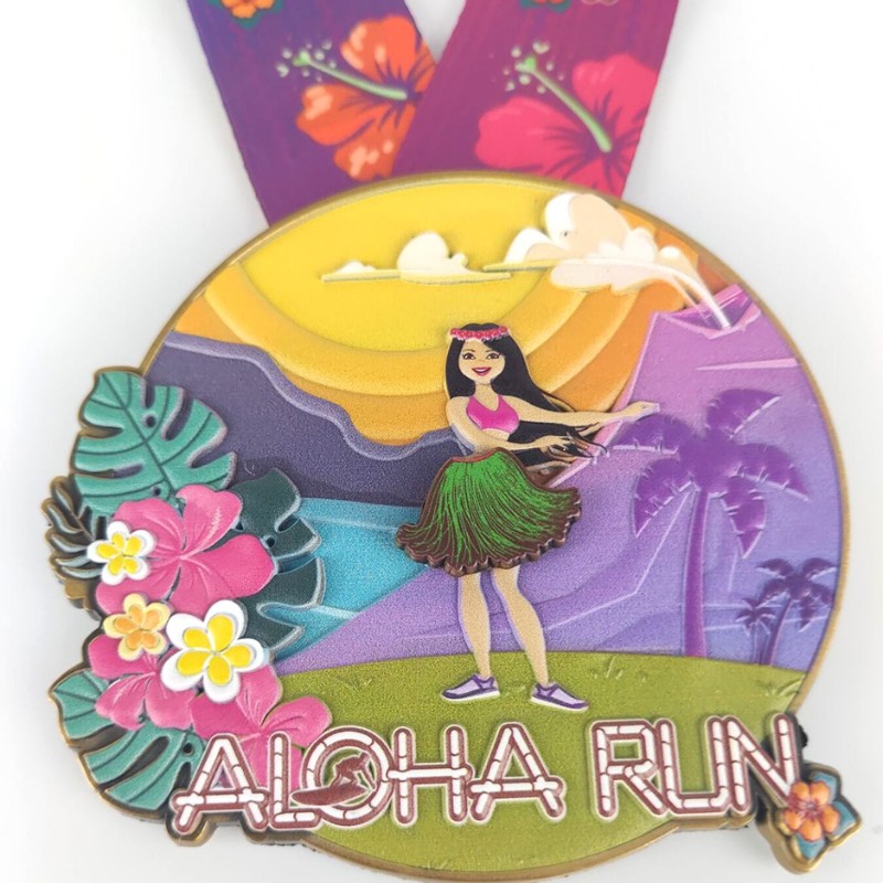 Huy chương cuộc đua tùy chỉnh cổ điển Aloha Run Huy chương 3D Medals Medals Huy chương chạy Huy chương Hoàn thiện Huy chương Hoàn thiện