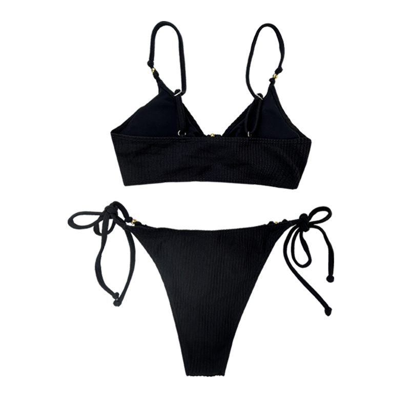 Ring Halterteck Lace-Up Swimsuits