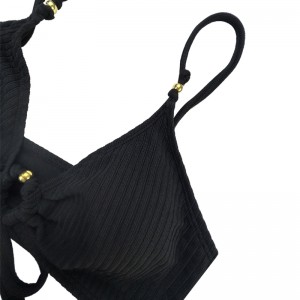 Ring Halterteck Lace-Up Swimsuits