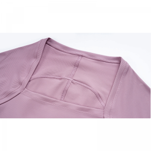 RIB áo choàng cổ áo dài áo sơ mi yoga