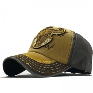 Đàn ông thời trang cổ điển đã làm Old Washed Duck Tongue Cap Cow Head Patch Màu sắc tương phản