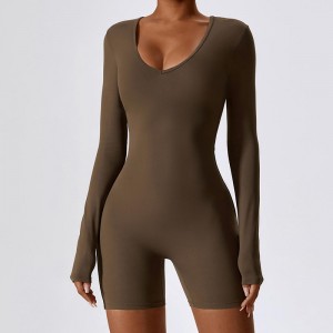 SC1079 OEM LOGO tùy chỉnh LOCK DRAIN Long Sleeve Bodysuits tập thể dục Tập thể dục Romper BodyCon ActiveWear One Piece Yoga Jumpsuit