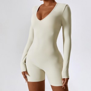 SC1079 OEM LOGO tùy chỉnh LOCK DRAIN Long Sleeve Bodysuits tập thể dục Tập thể dục Romper BodyCon ActiveWear One Piece Yoga Jumpsuit