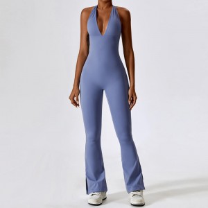 SC1077 Phụnữ V Cổ không có một mảnh áo jumpsuits phòng tập thể dục romper sexy spandex bodycon bodysuit