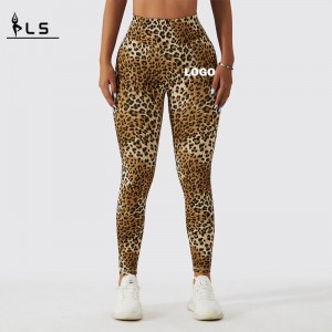SC10112 Bản in Leopard liền mạch Va đẽ cao Legging Femme Ribbed Scrunch Bum Leggings Yoga Quần