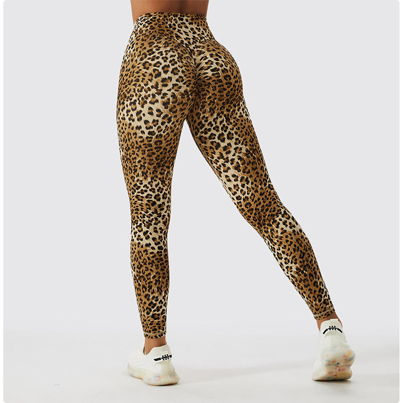 SC10112 Bản in Leopard liền mạch Va đẽ cao Legging Femme Ribbed Scrunch Bum Leggings Yoga Quần
