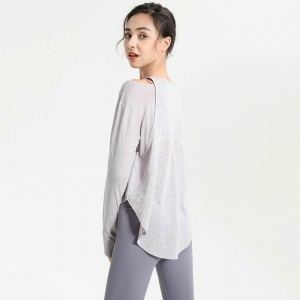 SC10263 Yoga t áo tập thể dục chạy áo phông vòng tròn Yoga Long tay áo áo thun áo phông