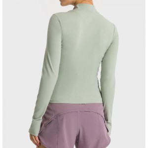 SC10268 Yoga Long tay áo áo phông áo phông Nén tập thể dục Tập thể dục Thể thao Chân đế cónửa áo thun áo phông dành cho phụnữ