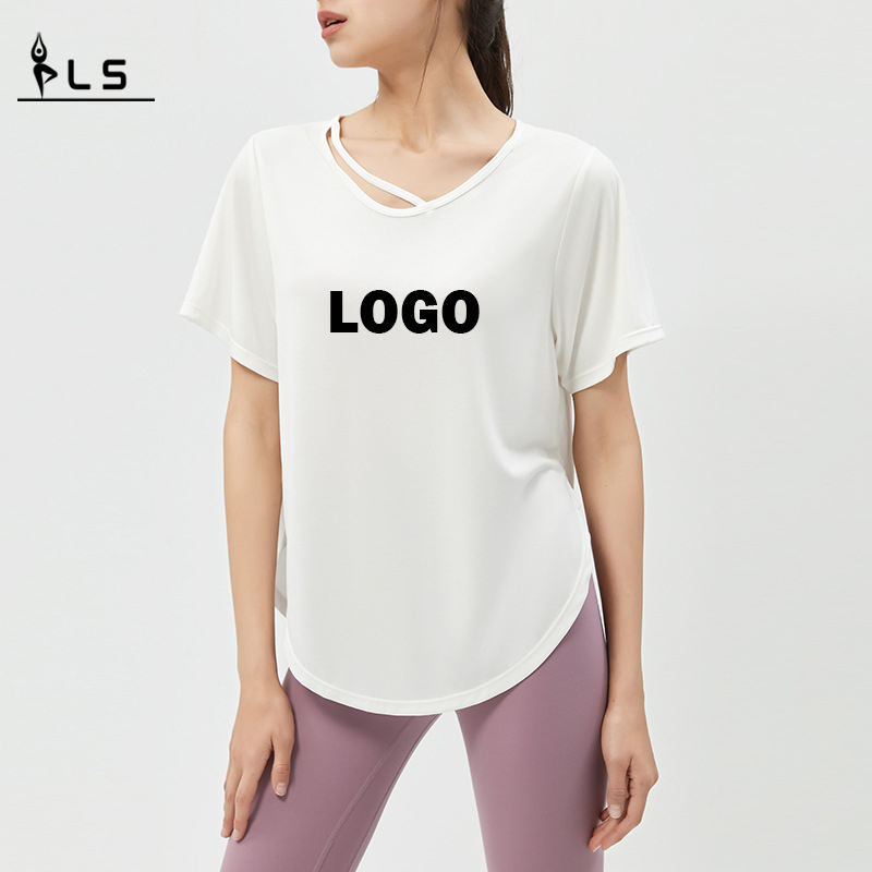SC10264 Yoga T Áo phông chạy áo phông vòng tròn tay áo tập thể dục thông thường