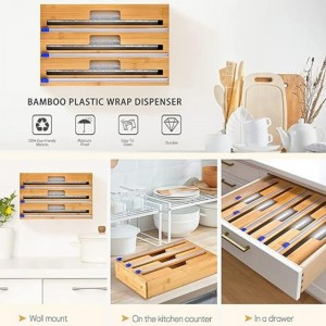 3 trong 1 Bộ phân phối bọc với máy cắt, bọcnhựa, giấynhôm và bộ phân phối giấy sáp chongăn kéonhà bếp, giá đỡngười tổ chức cuộn tre, tương thích với cuộn 12 \\\\ \\\