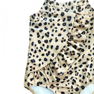 Halter One-mảnh Flouncy Leopard in