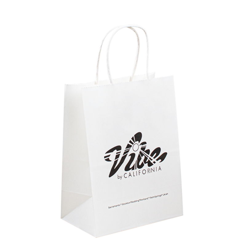 Túi giấy kraft có thể tái chế tùy chỉnh với logo của riêng bạn, túi giấy mua sắm tùy chỉnh cho thực phẩm có tay cầm