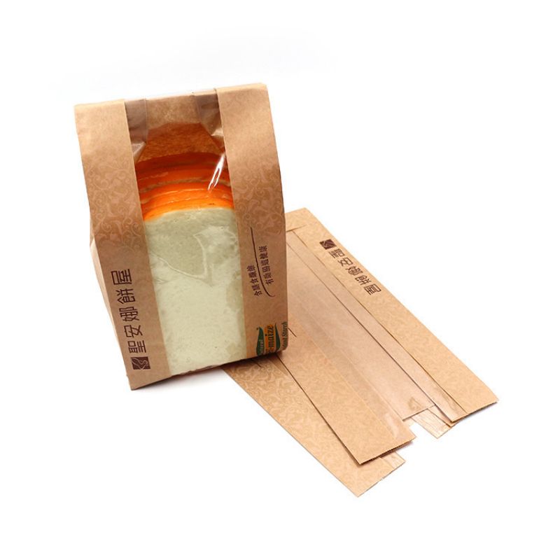Túi giấy Kraft Papof bằng dầu mỡ cấp thực phẩm với cửa sổ cho bánh sừng bò