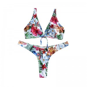 Phong cách hoa theo phong cách dân tộc Bow Bow Wide Dây đeo áo bơi hai mảnh