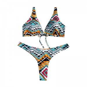 Phong cách hoa theo phong cách dân tộc Bow Bow Wide Dây đeo áo bơi hai mảnh