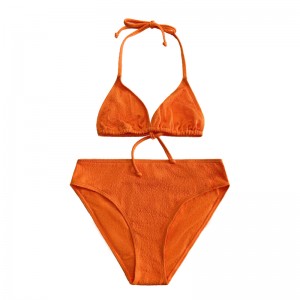 Orange Ruffle Fabric Halter, Cup chân máy, áo tắm ba mảnh