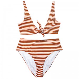 Orange Orange White Dải rộng vai Bow Bow thoải mái đồ bơi hai mảnh Veo cao