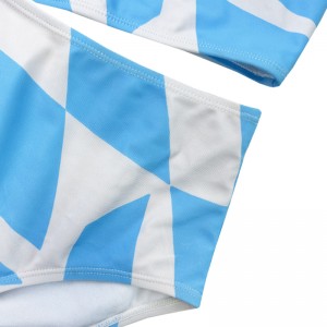 Áo vest hình học màu xanh và trắng màu rắn phân tách áo bơi