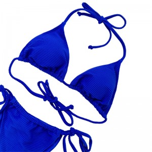 Phổ Blue Halter Dây đeo Sexy Taming Tam giác Bóng đôi hai mảnh