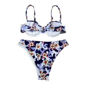 Bộ bikini xù lông không đều có bộ đồ bơi hai mảnh