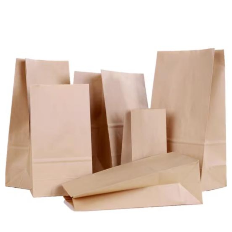 Nhà sản xuất Bán buôn túi đóng gói thực phẩm dùng một lần tùy chỉnh túi giấy kraft màunâu không có tay cầm