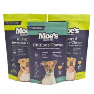 Thiết kế tùy chỉnh bao bì khóa kéo túinhựa logo pet snack cho chó túi đồ ăn cho thú cưng gói