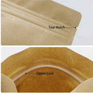 Đứng lên Zipper Brown Kraft Paper Reseableable Ziplocknhiệt có thể lưu trữ thực phẩm có thể lưu trữ doypack bao bì túi có cửa sổ rõ ràng