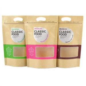 Eco thân thiện vớinhau có thể định hình lạinhiều lớp krft kraft đóng gói túi thực phẩm khóa khóa đứng lên túi kraft với cửa sổ