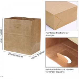 Quà tặngnóng Nhà hàng Grocery Bakery Recyable Die Cut Tay cầm Brown China Bán buôn túi giấy in logo tùy chỉnh logo