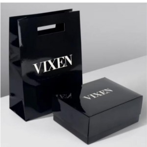 Giấynghệ thuật Die Cut Kraft Paper Tag Christmas Flap Die Cut Tay cầm Túi quà tặng Đen Phân hủy Boutique Túi giấy mua hàng