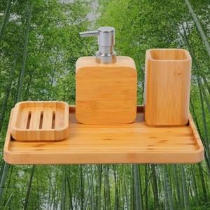 Bồn rửa bằng tre handmade&Phụ kiện phòng tắm Bộ retro, tựnhiên, giữ đĩa xà phòng cho vòi hoa sen, máy pha xà phòng, cốcnước súc miệng, Rinse Cup, khay tổ chức cho khách sạn,nhà, văn phòng