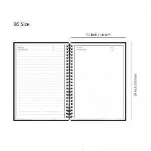 Tái sử dụng máy tính xách tay xoắn ốc -WireBound Black Hardcover Viết Tạp chí Tái chế