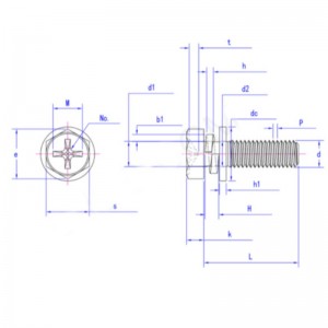 bu lông đầu lục giác lõm chéo có vết lõm và vòng đệm lò xo