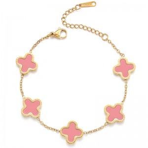 Vàng Hồng Đức 18K-Đàn ông mạ\\của và phụnữ\\Vòng tay may mắn cỏ bốn lá của