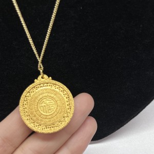 Vàng 24K-Mạ bangười may mắn-Mặt dây chuyền giàu có của con cóc vớinhân vật Filigree và Fu phức tạp cho sự thịnh vượng và vận may