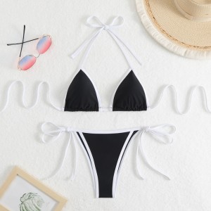 2025 Solid mới - phụnữ màu\\Sexy Two Sexy - Màu tam giác mảnh - Khối bikini. Phong cách châu Âu và châu Mỹ với các mối quan hệ, phù hợp cho bãi biển và mùa xuânnóng QT25003:$79,99